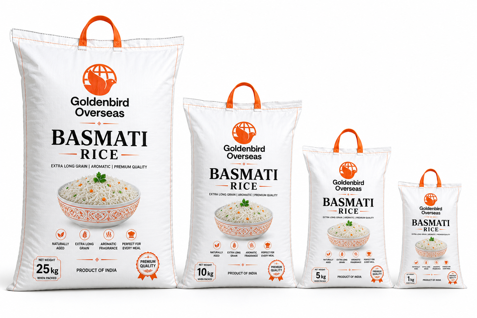 Premium Indian Basmati and Non-Basmati Rice Varieties Export Collection by Goldenbird Overseas